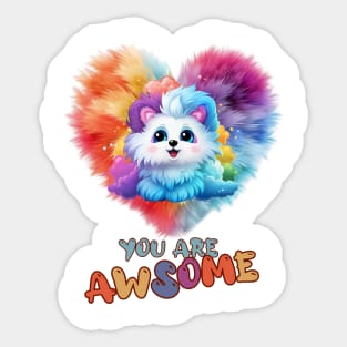 Fluffy: "You are awsome" collorful, cute, furry animals Sticker